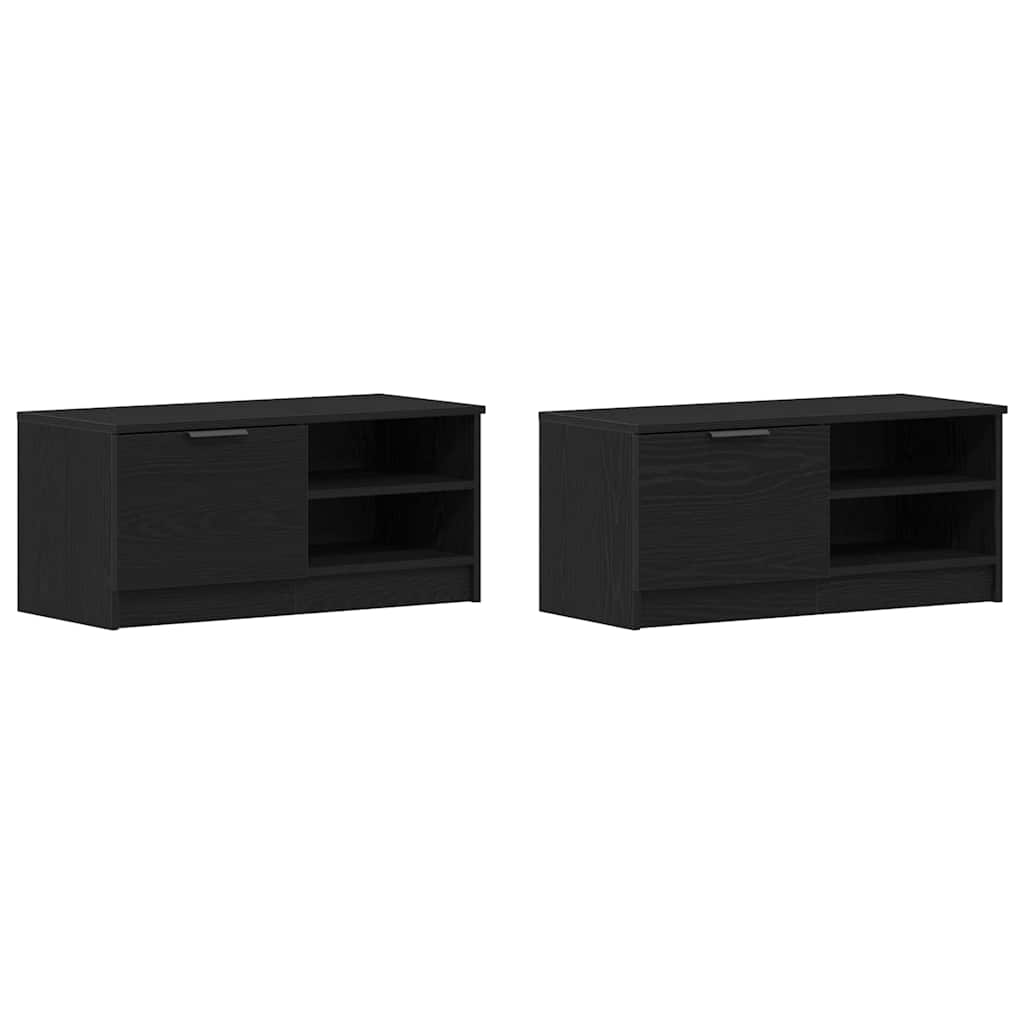 TV Cabinet 2 pcs Black 80 x 35 x 36.5 cm Engineered wood